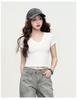 Summer Short-Sleeved Versatile Solid Color Fashionable Simple Design Slim Fit Women's T-Shirt Top