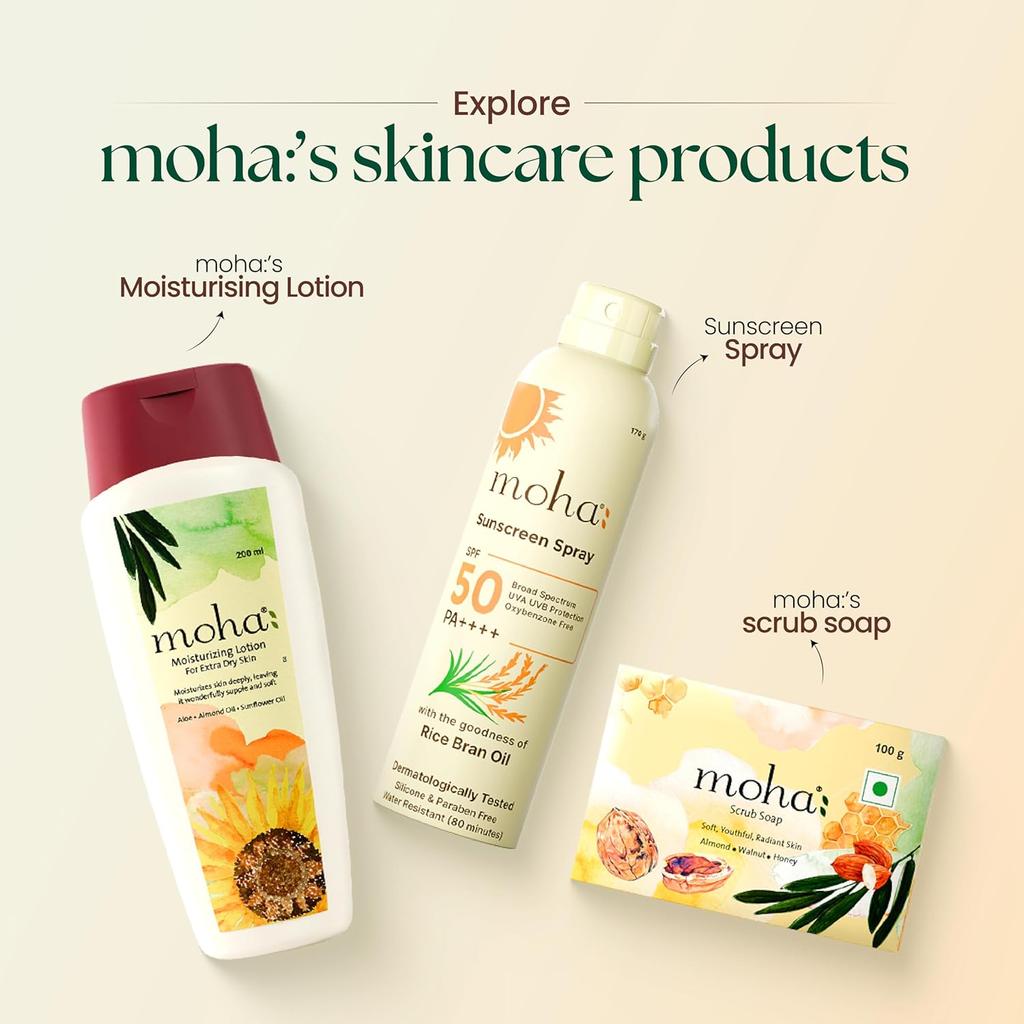 MOHA Honey Almond Scrub Soap With Walnut Exfoliation Hydrating Herbal Bar For Face Body 100 G X Pack Of 3