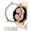 Glass+Case for Samsung Galaxy Watch 4 44mm 40mm Accessories Bling Diamond PC Bumper Shell +Screen Protector Galaxy Watch 6 Cover