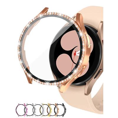 Sklo+Pouzdro pro Samsung Galaxy watch 4 44mm 40mm Příslušenství Bling Diamantový PC nárazník Kryt +Ochranné sklo Kryt pro Galaxy watch 6