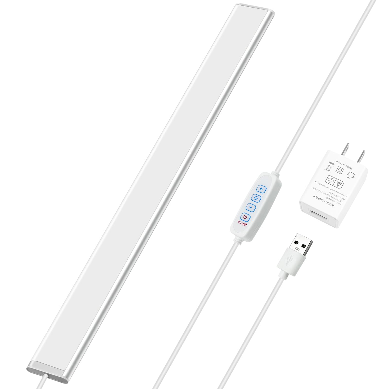 

Baisico 40cm LED Bar Light, Ultra-Bright 1200LM, 12W, USB Powered, AC Adapter Included, Ultra-Thin 0.9cm, Eye-Friendly, 3 Color Switching, Stepless