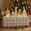 Wooden Christmas Advent Calendar with LED Lights 24 Numbered Drawers Village House Xmas Countdown Decor Gift 34.5×8×28cm