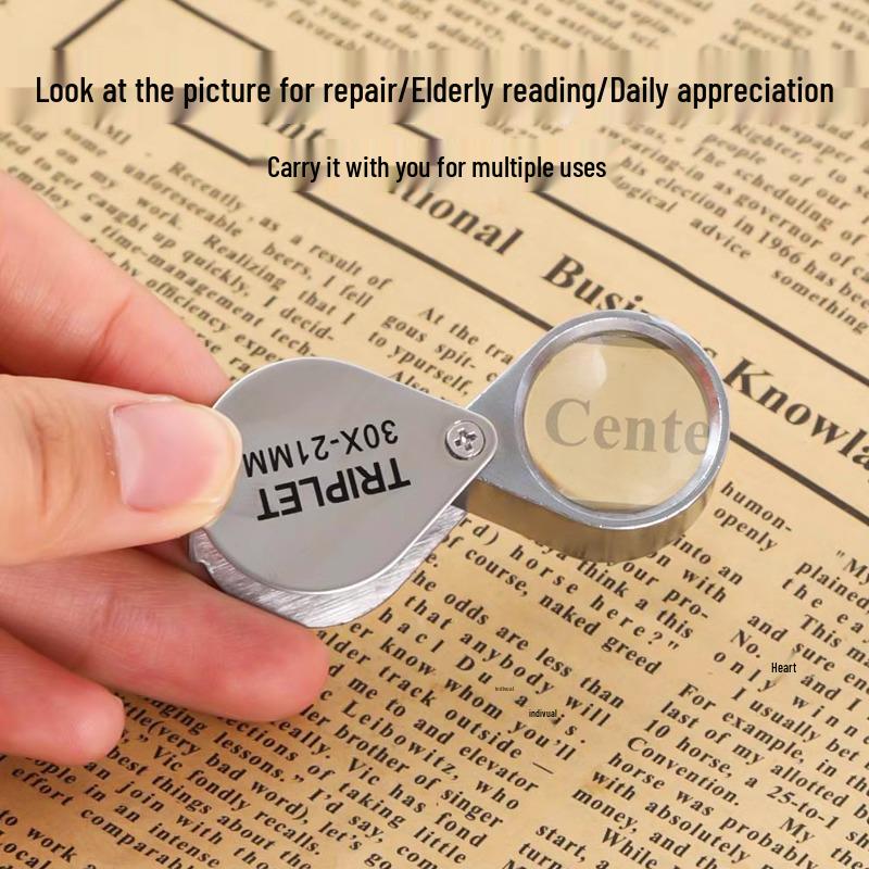 30x Bärbart Vikbart Förstoringsglas för Ädelstensidentifiering och Antikläsning