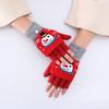 Winter Cute Girls Christmas Gloves Kids Warm Cartoon Gloves Students Fingerless Writing Gloves with Flip Cover 7-13Y