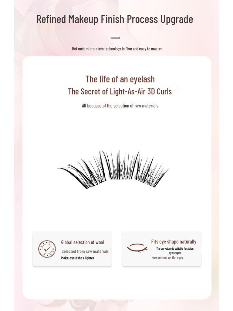 Fox-Style Angled False Eyelashes: Small, Sectioned Upper Lashes for Light Features, Yu Xiao Ya, 3-Step Camera Ready