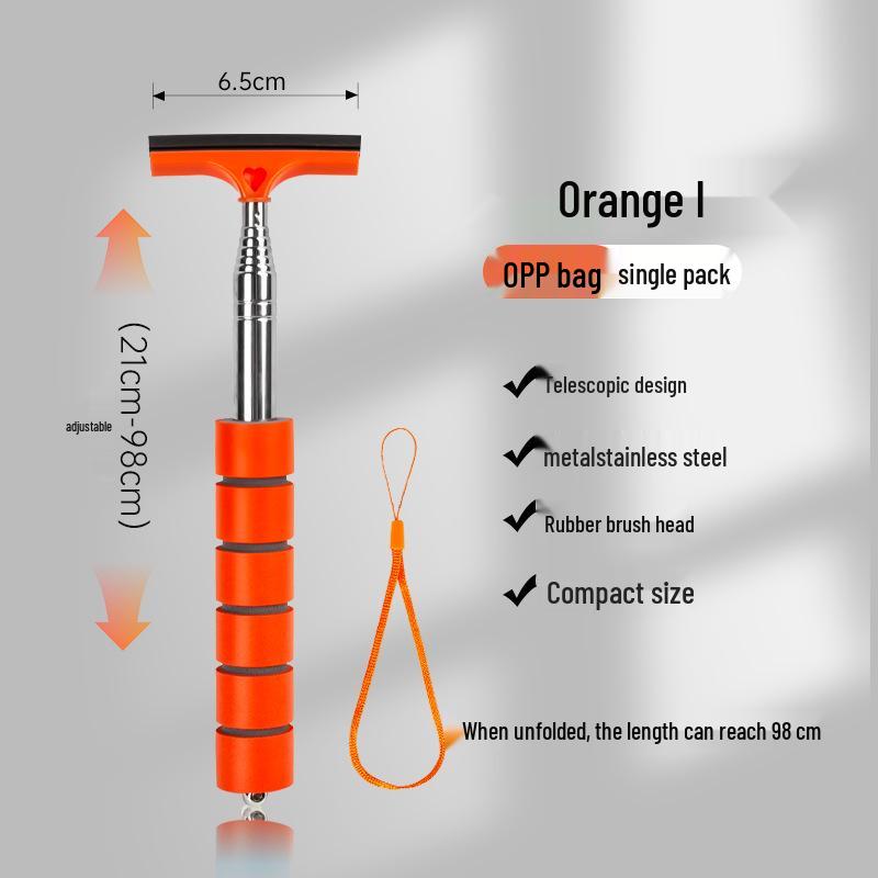 Retractable Rearview Mirror & Window Cleaning Brush/Squeegee