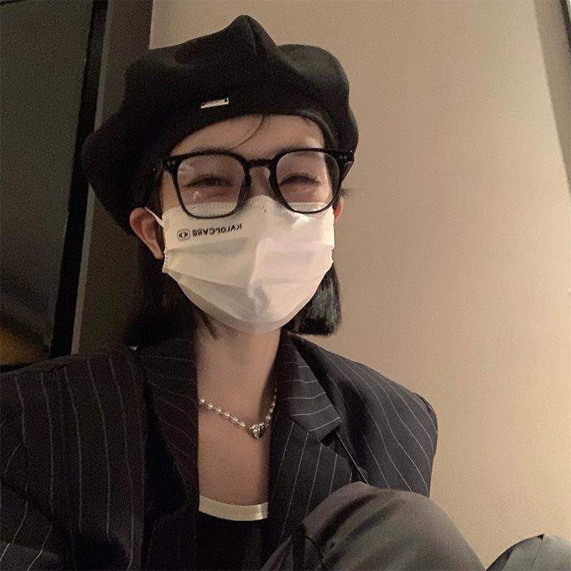 Black Beret Women's Autumn and Winter Japanese Big Head Buckle Hat Showing Face Little Octagonal Painter Hat