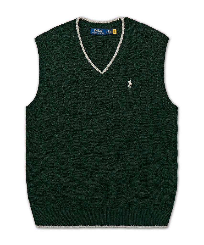 POLO RALPH LAUREN Cable Knit Cotton Sweater Vest - Green