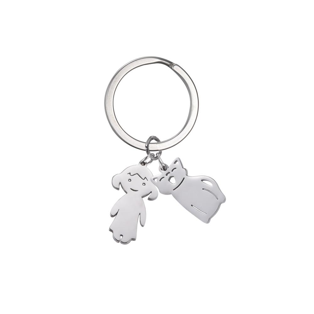 Personalized Keychain Custom Boy Girl Key Chain Family Mother Kid Child Gift For Woman Men Couple Stainless Steel Jewelry