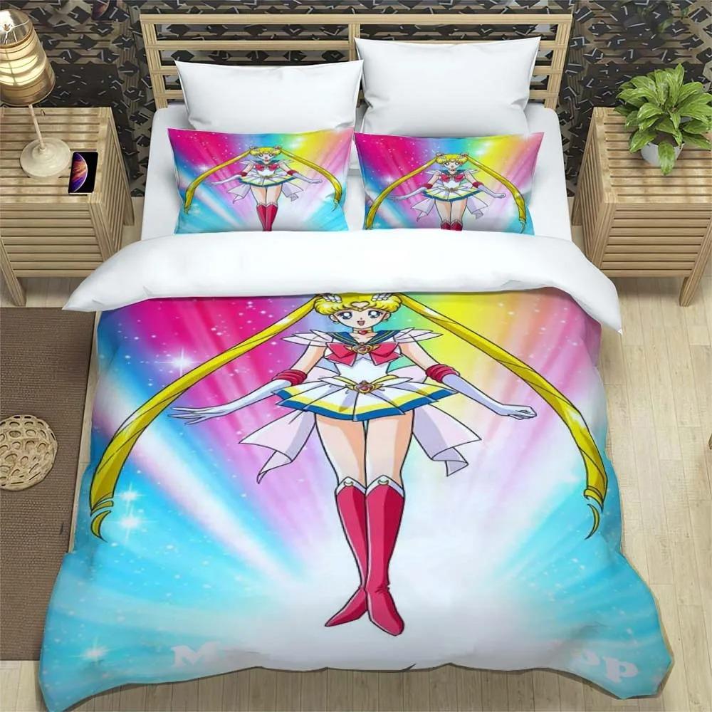 New Kawaii Sailor Moon Duvet Cover Pillowcase Bedding Set Adult Boy Bedroom Decoration Children Gift Single Double Large Size
