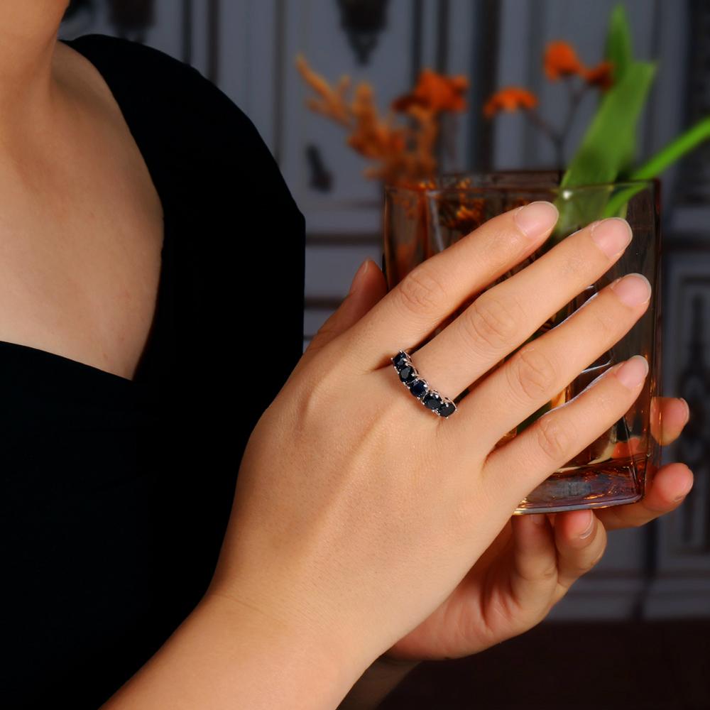 Nobile ed elegante anello in zaffiro blu naturale in argento sterling 925, gioielli raffinati con vere pietre preziose, regalo di anniversario per donna