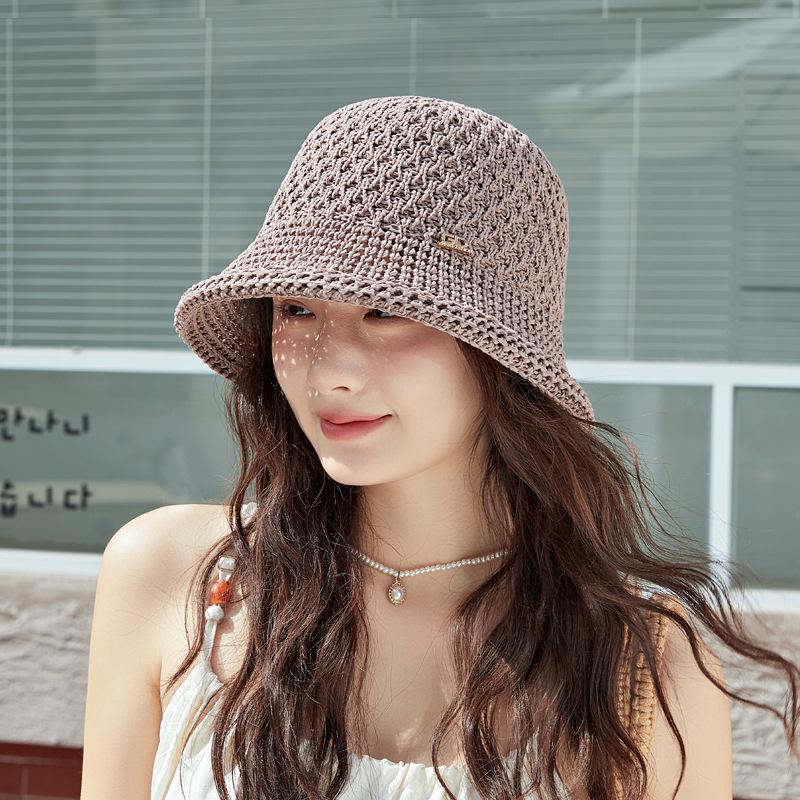 Strickmütze Damen Sommer Sonnenschutz Fischerhut Gehäkelt Atmungsaktiv Fischerhut Outdoor Sonnenhut