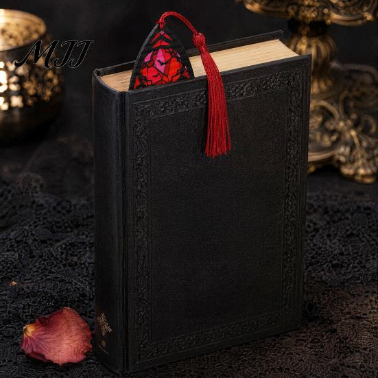 Book Page Marker Stained Glass Art Acrylic Bookmark, Halloween Dark Aesthetic Mark, Transparent Lightweight with Tassel, Gifts for Readers &