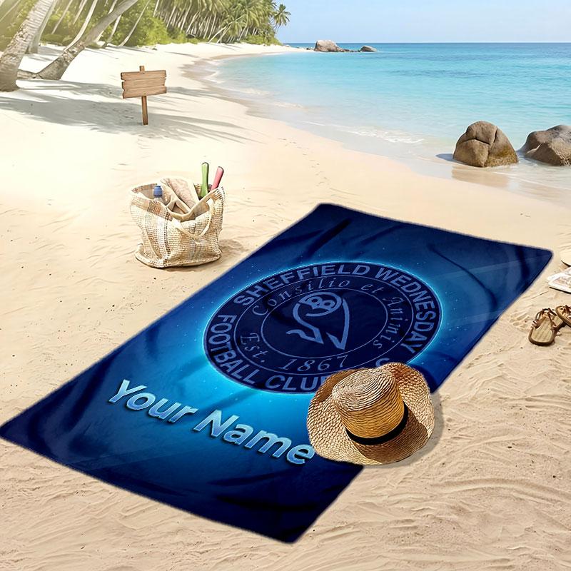 Sheffield Wednesday FC Personalisiertes Bedrucktes Strandtuch Fußballlogo Unterstützung Benutzerdefinierter Name Text Absorbierendes Handtuch Für Sport Reisen Besonderes Geschenk