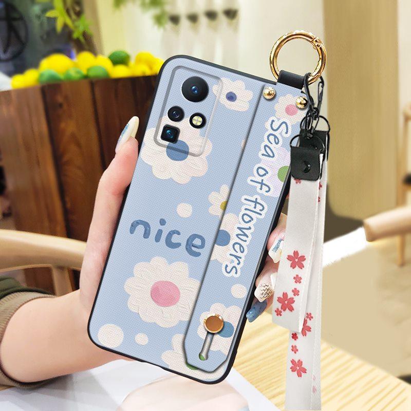 Phone Holder Kickstand Phone Case For infinix Zero X/X Pro/X6811/X6811B Silicone Ring Anti-dust Flower Oil Painting