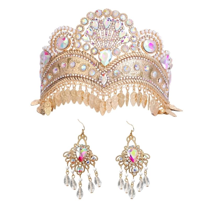 Элегантная Уйгурская Танцевальная Корона Аксессуар Для Волос Серьги Со Стразами Для Сценических Выступлений И Культурных Мероприятий 1
