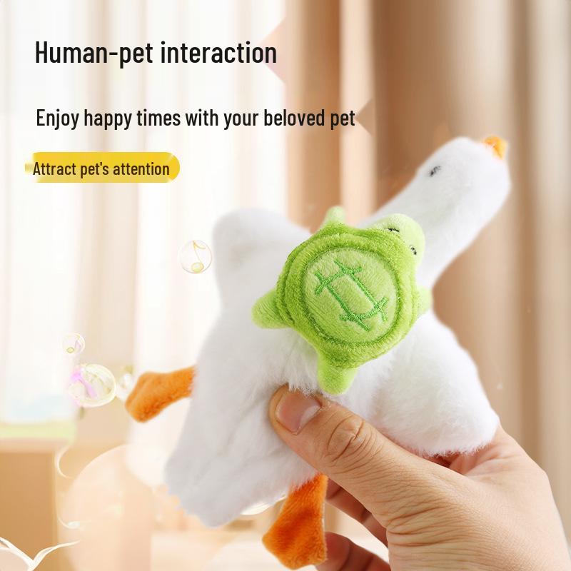 Electric White Goose Plush Cat Teaser Toy for Self-Entertainment