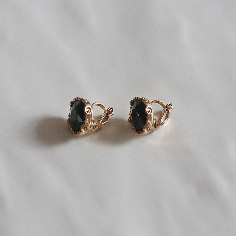 Ee61 Black Square Gemstone Bracelet Earrings