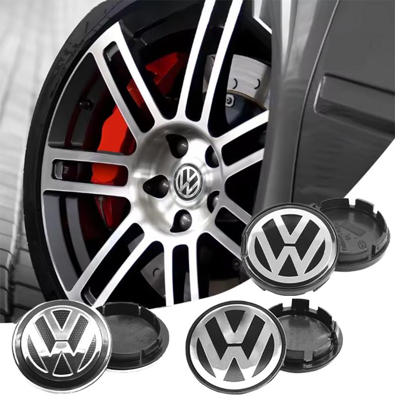 New 2026 Emblems 4pcs 55mm 65mm Car Badge Wheel Center Hub Cap For Volkswagen VW GTI Polo Golf Passat Tiguan Taigo Caddy R Rim Covers Acc EK1