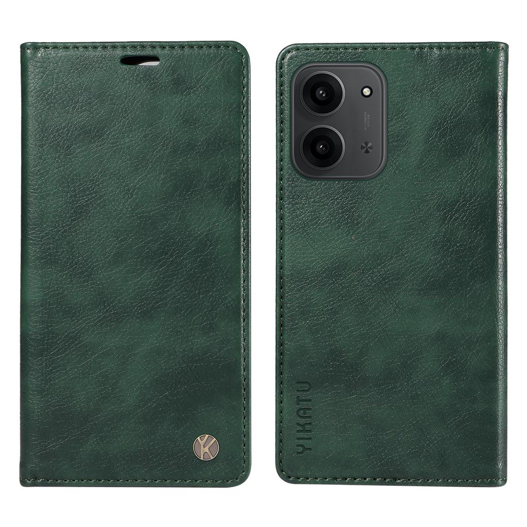 For Xiaomi Redmi 15C 4G (171mm) Wallet Case YIKATU YK-006 Magnetic Closure Leather Phone Cover Litchi Texture