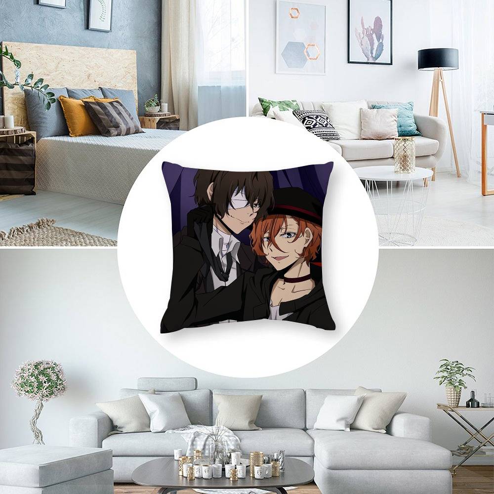 Hot Anime Bungo Stray Dogs Pillow Case 3D Print Polyester Fiber 40*40cm Home Sofa Throw Decoration Festival Gift