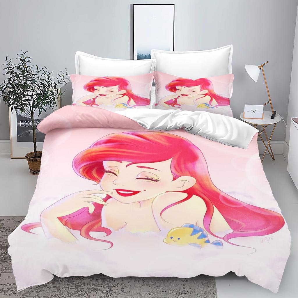 Mermaid Princess Ariel Bedroom 3-Piece Set Duvet Cover Set Bedding 3D Children'S Bedding Comforter Sets Queen Twin Home Anime