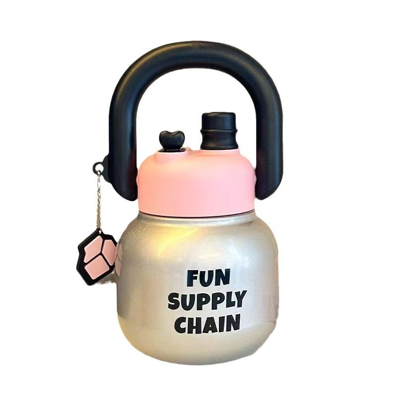 Linlin velkokapacitní přenosný termohrnek s dvojitým slámem