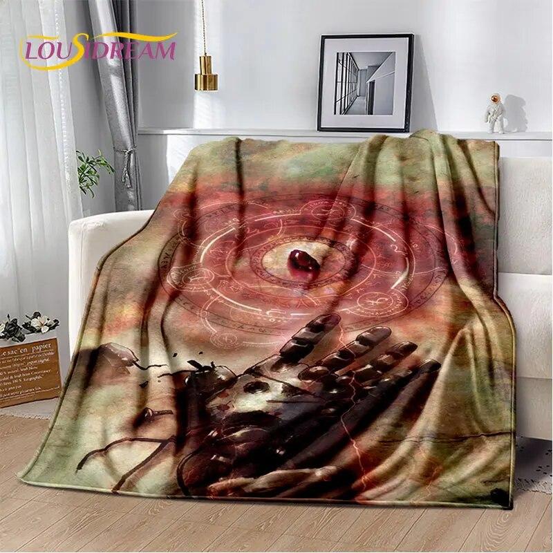 Fullmetal Alchemist Anime Cartoon Soft Plush Blanket,Flannel Blanket Throw Blanket for Living Room Bedroom Bed Sofa Picnic Cover