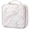 (BAG)Cosmetic Bag, Make-up Bag, Cosmetic Bag, Travel Organiser, Make-up Bag with Handle and Adjustable Dividers Leather Polyurethane, Marble Leather