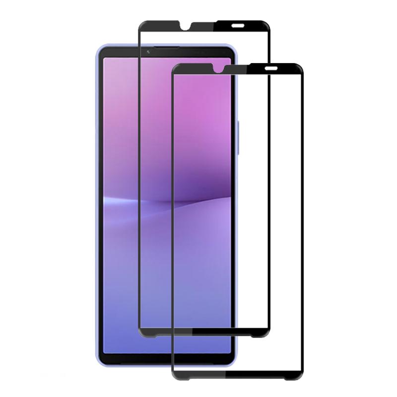 

AMORUS 2Pcs For Sony Xperia 10 V Phone Full Screen Protector Silk Printing Tempered Glass Full Glue Film Black