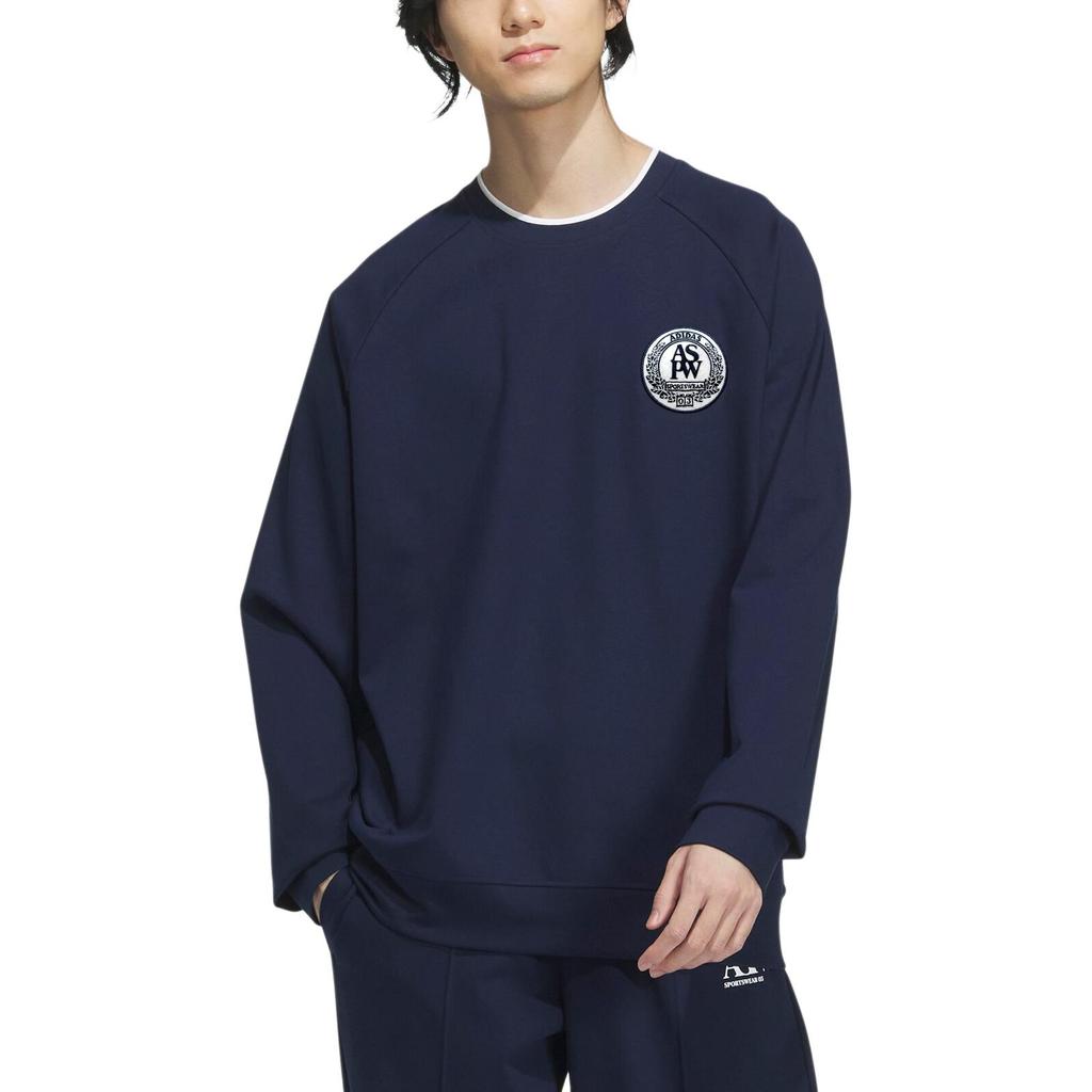 adidas Felpa a Maglia Doppia Verbiage Con Stampa a Lettere e Collo Color Block Uomo Felpa Blu Navy JE3665