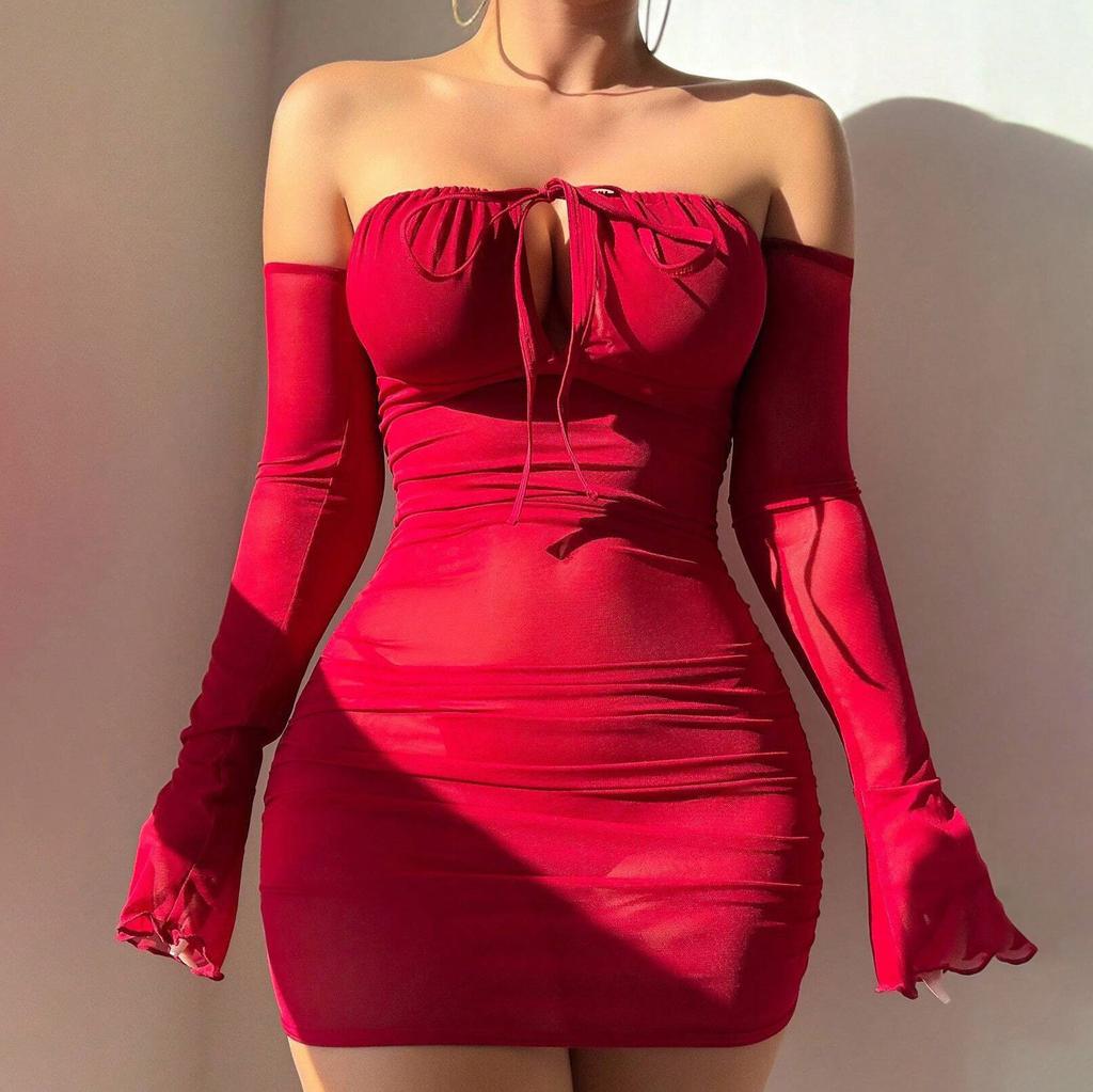 Heer odycon ace-up Set Sex suit tube top tight dress sexy chest wrap skirt