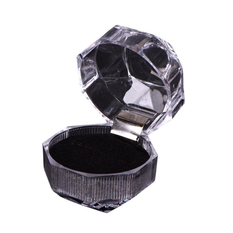 Durable Acrylic Small Octagonal Transparent Crystal Ring Box Jewelry Storage Box For Rings Earrings And Accessories