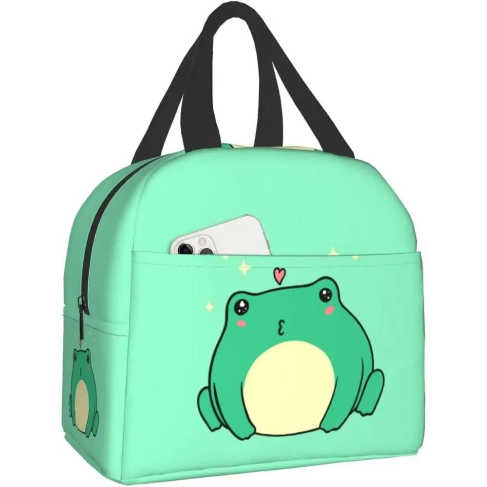 Kawaii Frosch und Libelle Isolierte Lunchbox Bento Box Wiederverwendbare Wasserdichte Lunchtasche mit Tasche für Reise Büro Picknick