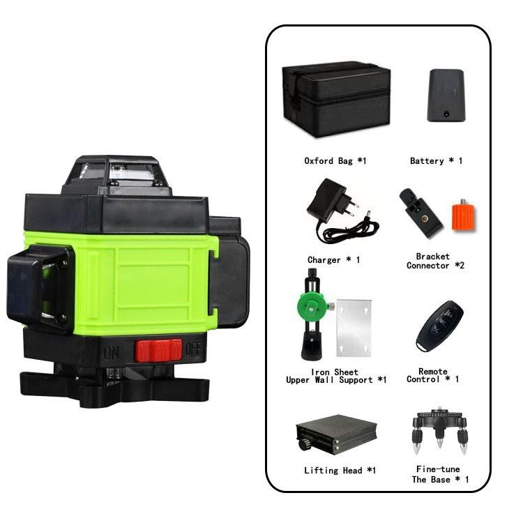 16-Line Self-Leveling Laser Level with Infrared Green Light, 360° Horizontal & Vertical Functionality