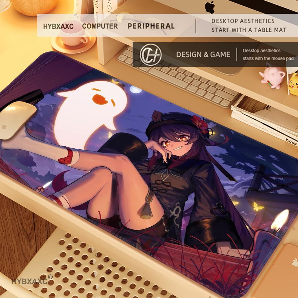 HYBXAXC Genshin Impact Hu Tao Anime Rubber Mouse Pad Large Mousepad Mat Deskmat Pc Accessories Desk Protector Gamer Keyboard Pad