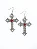 Popular Oversized Rhinestone Cross Earrings - Silver Tone Gothic Punk Fashion