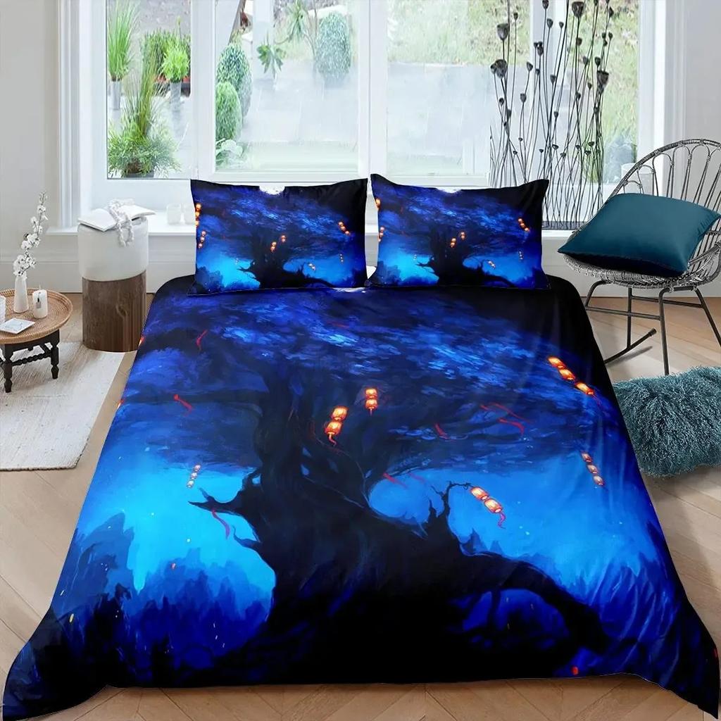 Tree of Life Duvet Cover Set Natural Scenery Bedding Sets Teen Adult Botanical Comforter Cover Autumn Leaves Quilt Set Full Size