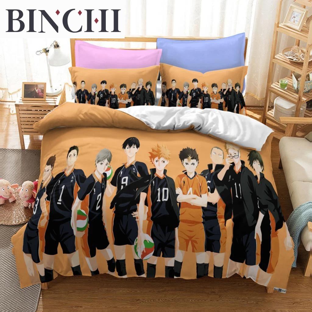 Haikyuu!! Sängklädesset 3D Anime Polyester Örngott Påslakan Queen King För Pojkar Gåva Volleyboll Anime Påslakanset