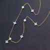 Silver Lucky Four Leaf Grass Necklace Women's Clavicle Chain Long Style Elegant Tassel Neck Chain Jewelry Accessories