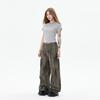 OREETA Tie-Dye Gradient Curved Leg Cargo Pants: Casual Wide Leg Streetwear In Pure Cotton