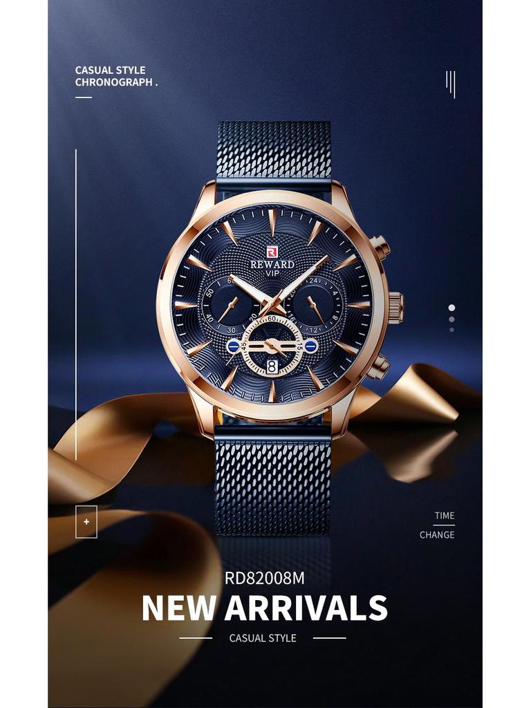 Herren Multifunktions-Sportuhr mit Mailänder Mesh Stahlband - Bestseller in Japan