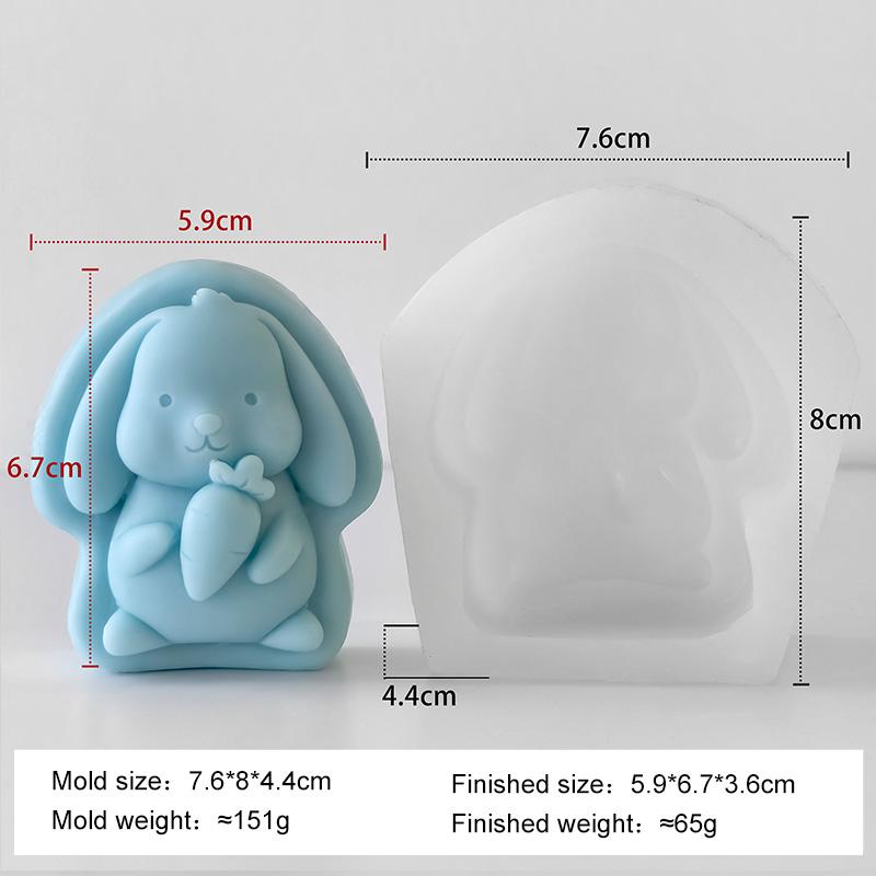 DIY Bunny Shape Chocolate Cookies Baking Molds Cartoon Rabbit Silicone Mold Handmade Aroma Candle Plaster Resin Mould