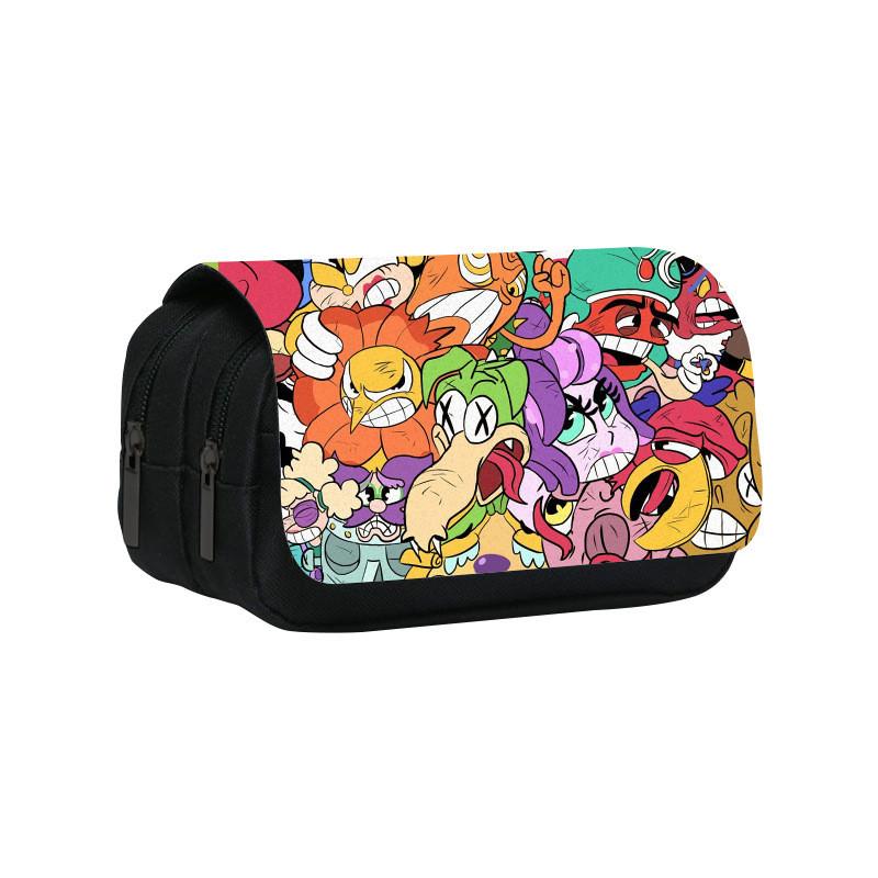 Cuphead Themed Travel Pencil Bag With Durable Polyester Material For Teens And Kids