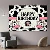 2D Flat Printing Cow Pattern Happy Birthday Backdrop for Girls Boys Birthday