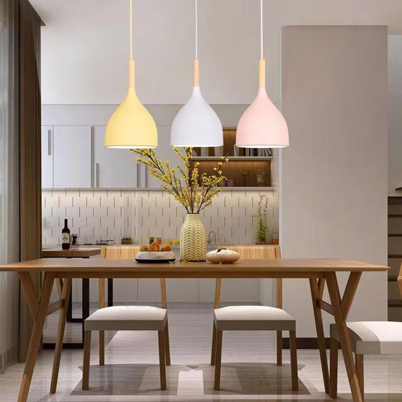 Modern Macaroon Pendant Lights Aluminum Suspension Hanging Lamp for Bedroom Bedside Dining Room Kitchen Cafe Island Decor