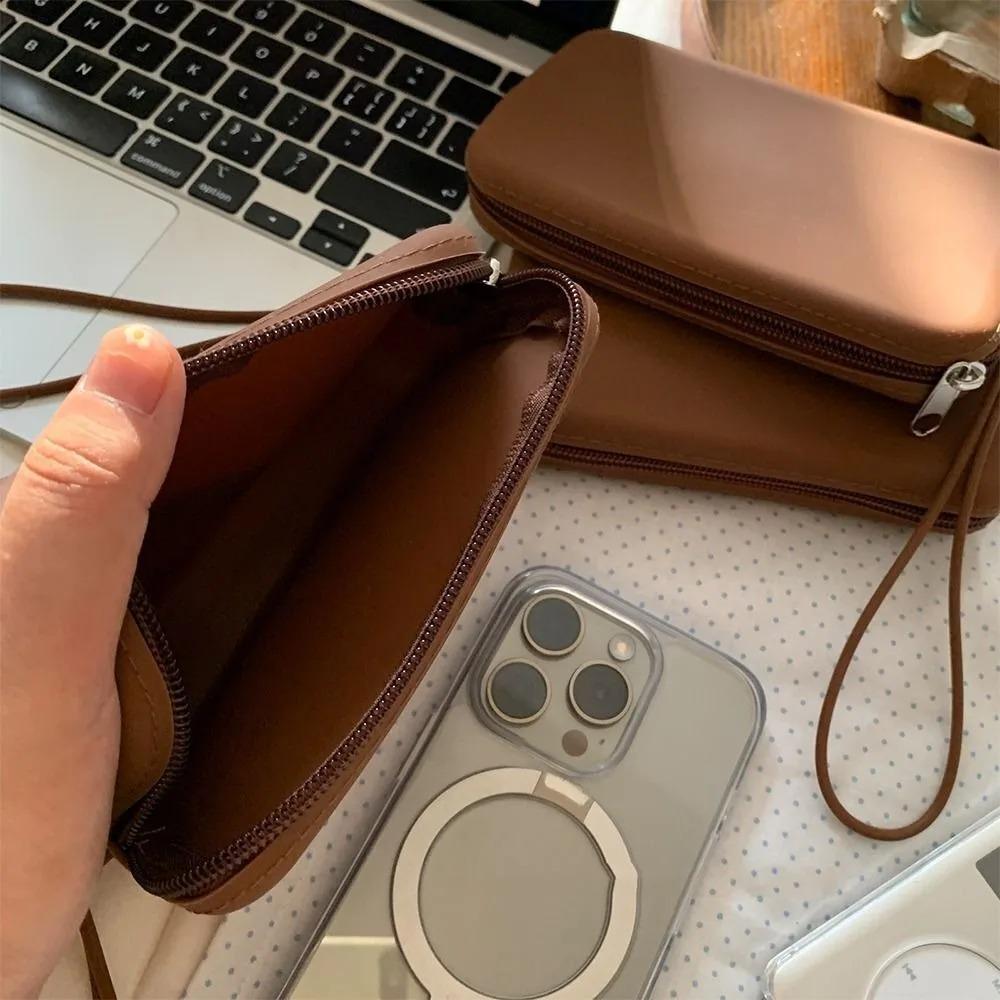 Portable Silicone Coin Purse Zipper Waterproof Earphone Bag Solid Color Cosmetic Bag Women Girls