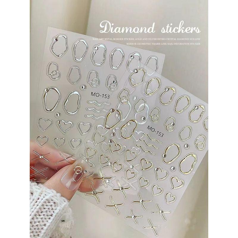 

Line Nail Art Stickers Styling Asymmetrical Gold Bright Crystal One MO-153 gold silver each
