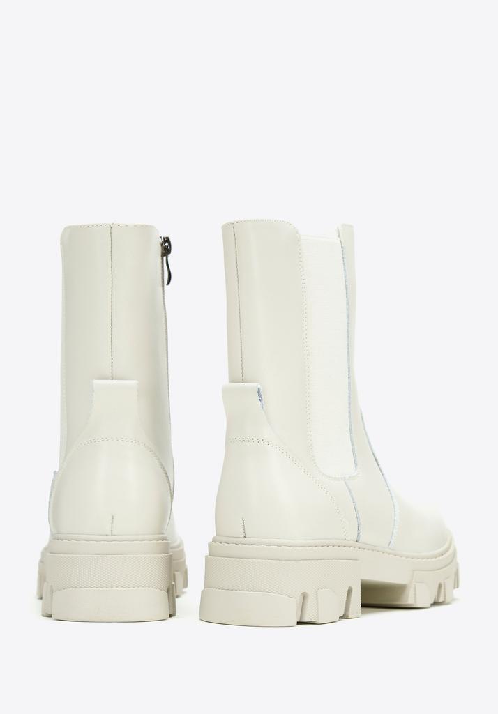 Wittchen Women's Leather Chelsea Boots On A Gray Beige Platform, Gray Beige, Natural Leather