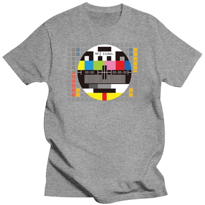 No Signal Tv Television Retro Vintage Old School Tee Shirt White T Shirt Discount Cotton T-Shirt For Men Fashion Hip Hop Tshirts